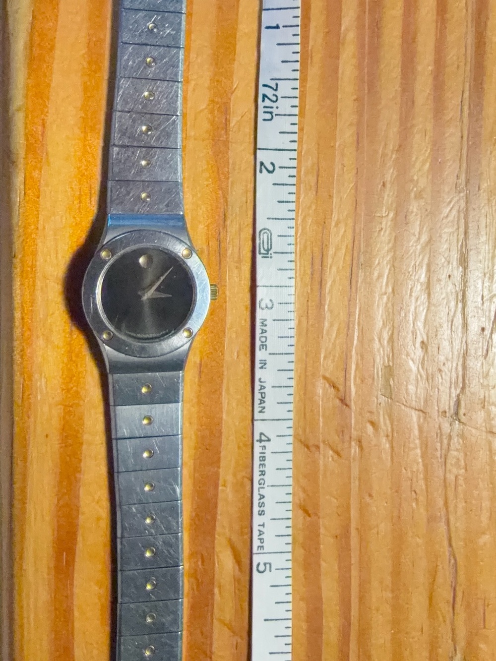Movado Silver and Gold Accent Minimalist Black-Dial Watch